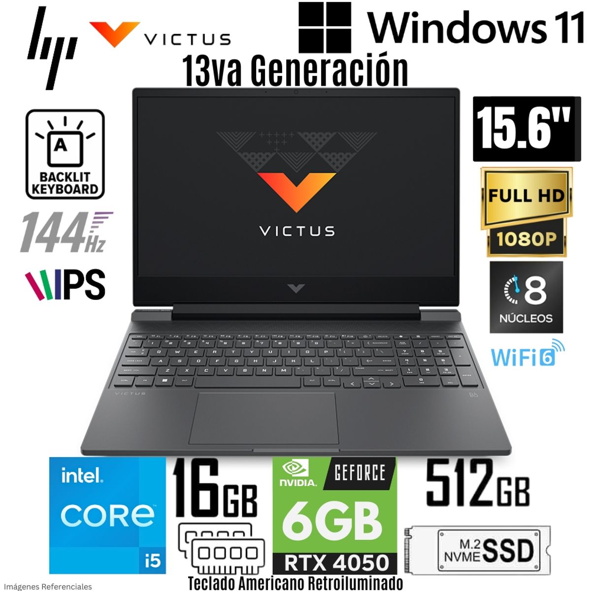 HP - Laptop HP Victus Gaming 15-FA2082 Intel Core i5-13420H 16GB RAM 512GB SSD RTX 4050-6GB 15.6"  FHD