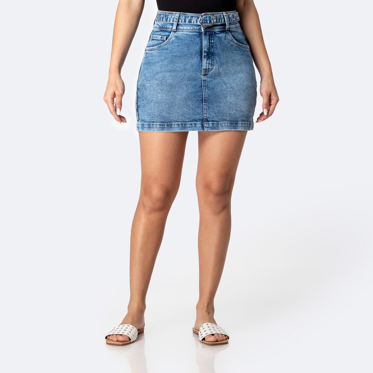 PIONIER - Falda 3/4 Denim Stretch Kaorhi Mujer
