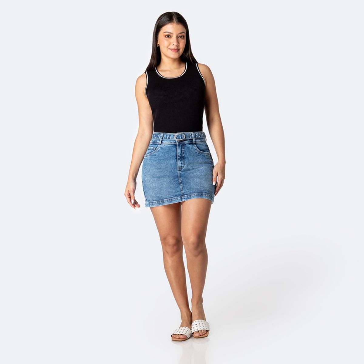 PIONIER - Falda 3/4 Denim Stretch Kaorhi Mujer