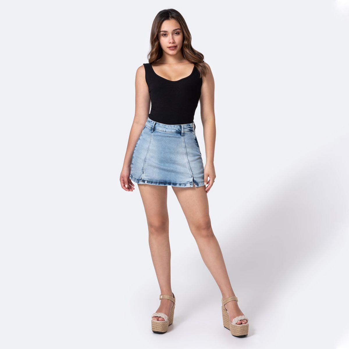 PIONIER - Falda Mini Short Denim Stretch Mujer Tamira Pionier
