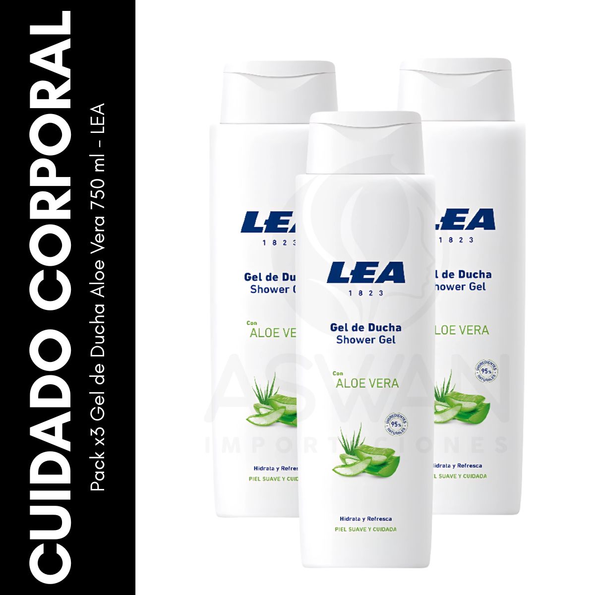 GENERICO - Pack x3 Gel de Ducha Aloe Vera 750 ml - LEA