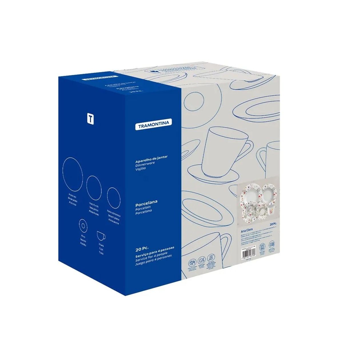 TRAMONTINA - JUEGO DE VAJILLA ANA CLARA 20 PIEZAS CON TERMO VERDE TRAMONTINA