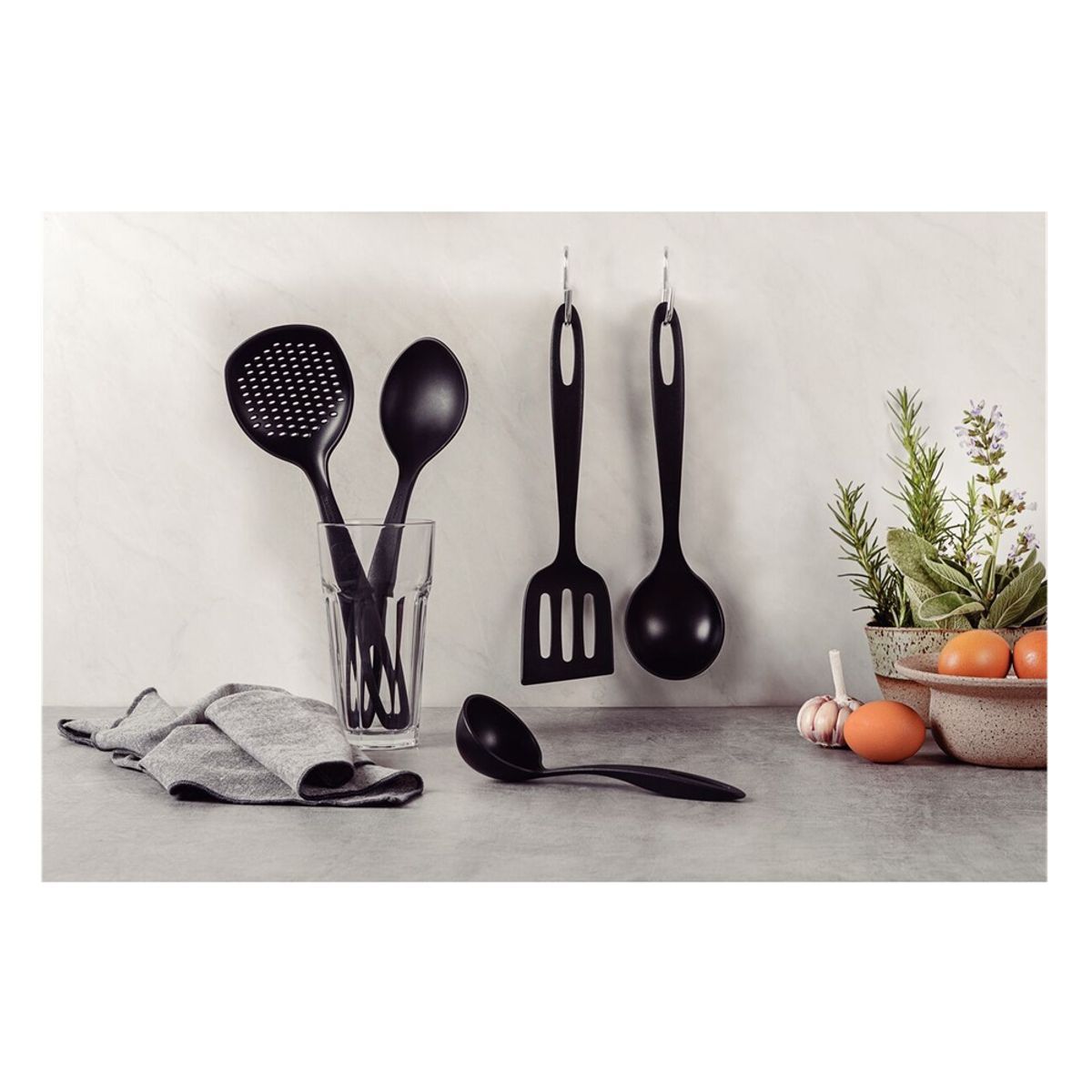 TRAMONTINA - JUEGO DE 5 UTENSILIOS TRAMONTINA ABILITY NEGRO NYLON