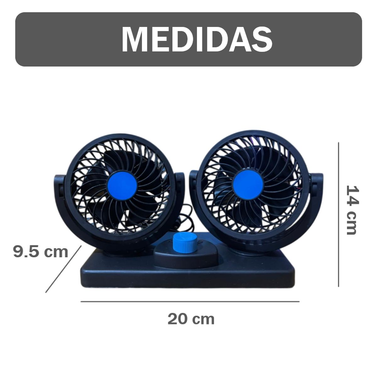 GENERICO - Ventilador Doble de Cabina para Auto con Giro y 2 Niveles de Potencia