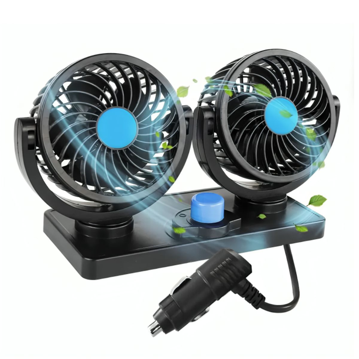 GENERICO - Ventilador Doble de Cabina para Auto con Giro y 2 Niveles de Potencia