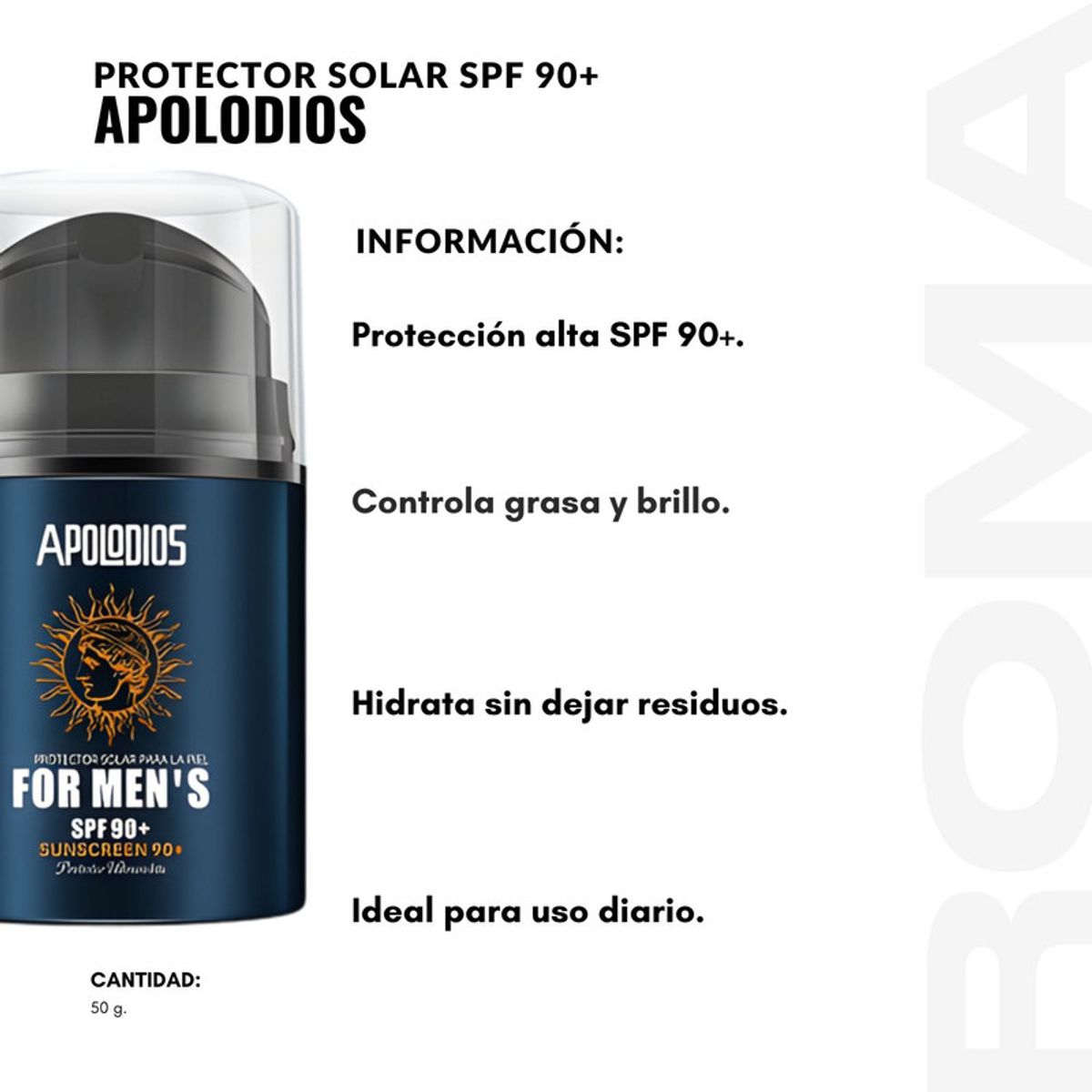 GENERICO - PROTECTOR SOLAR FOR MEN SPF90+ 50G APOLODIOS
