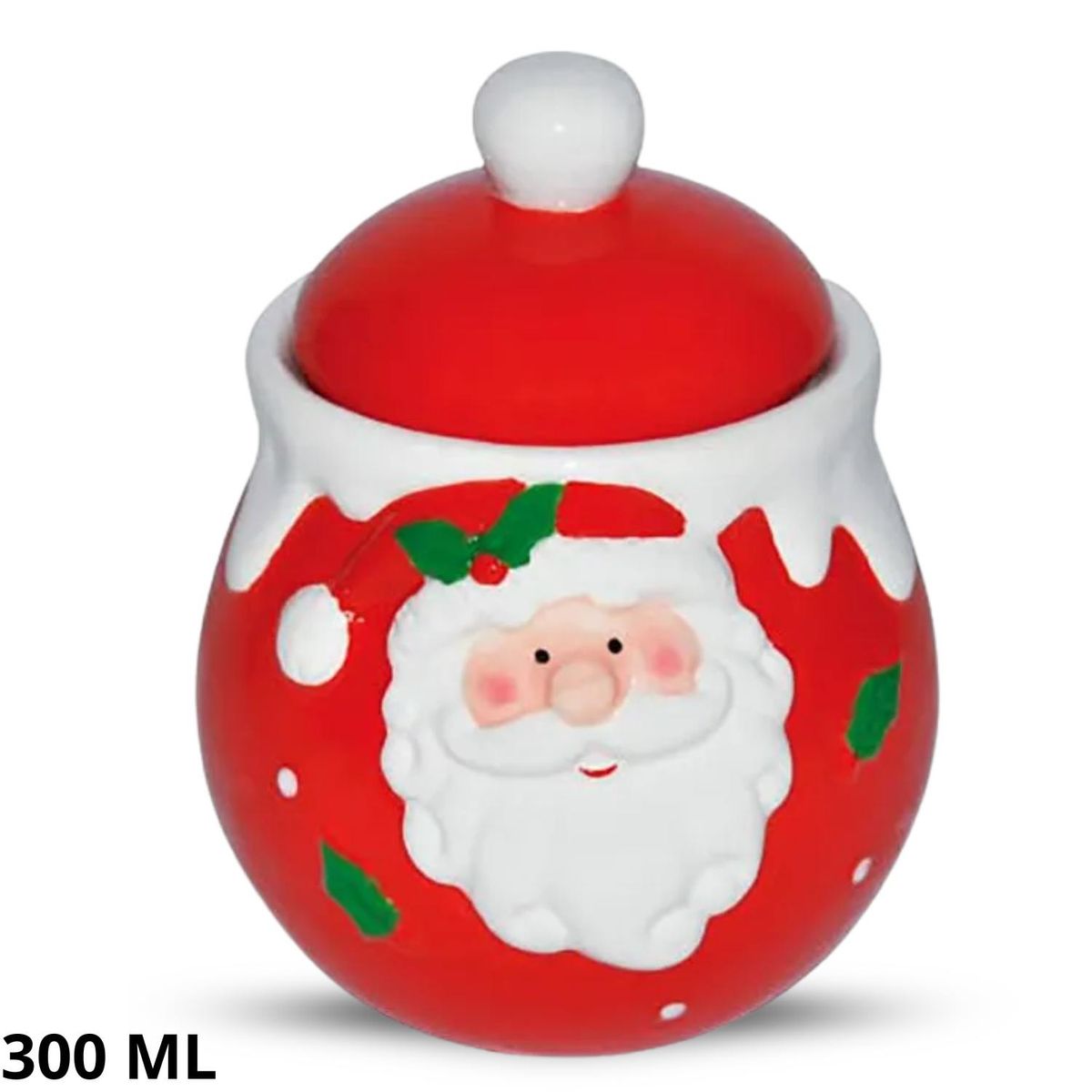 ICHIMATSU - Azucarero Navideño de Loza diseño Santa 300 ml- Ichimatsu