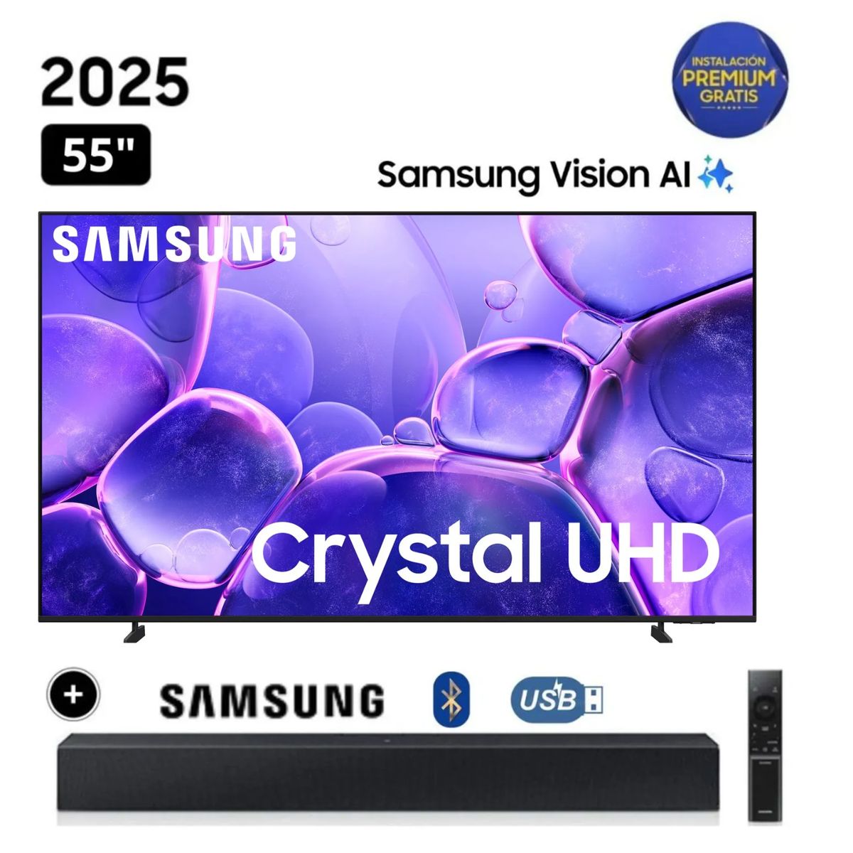 SAMSUNG - Televisor Samsung Smart TV 55 Crystal UHD 4K UN55U8000FGXPE + Soundbar HW-B400F
