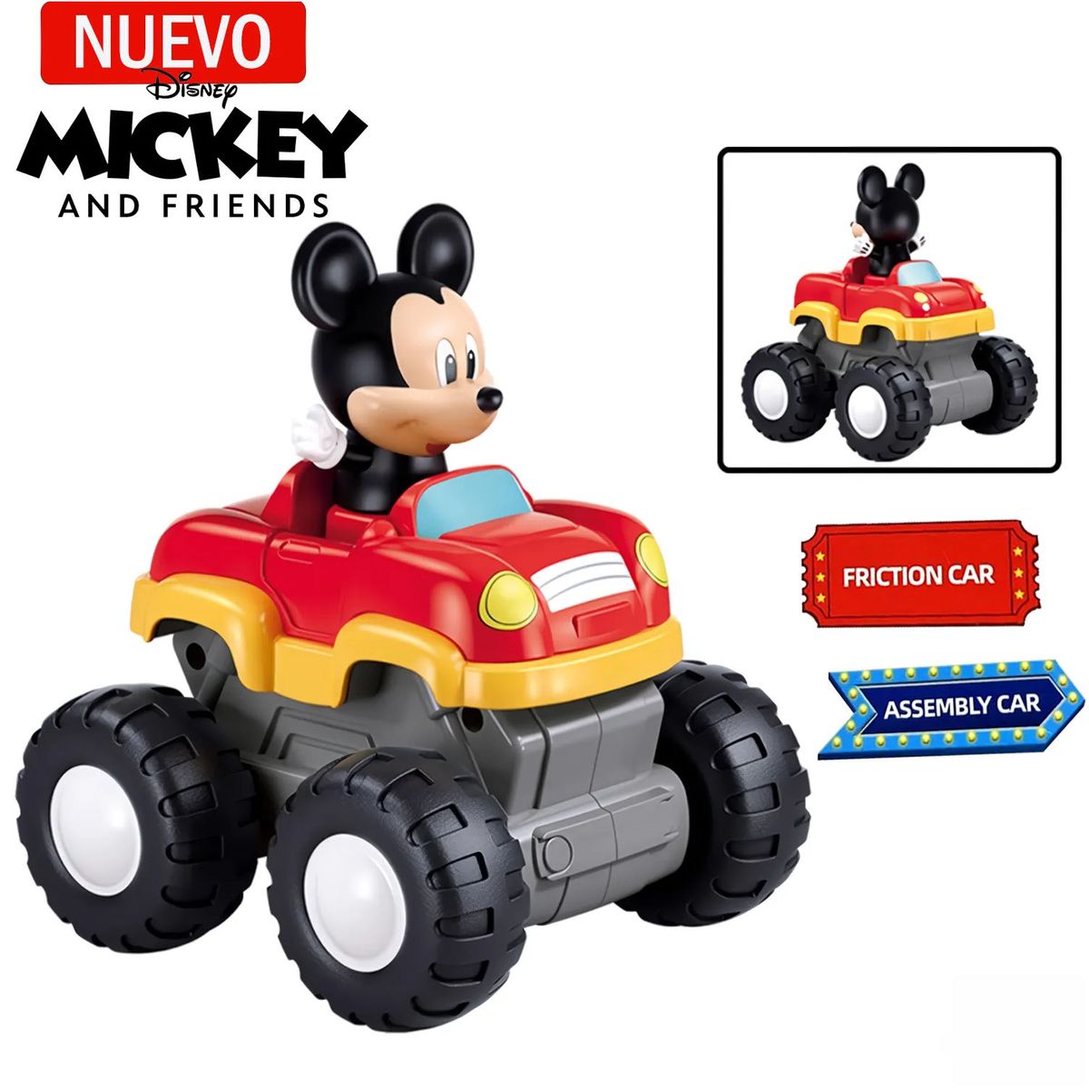 DISNEY BABY - Juguete Camión Monstruo de fricción de Mickey 9 piezas