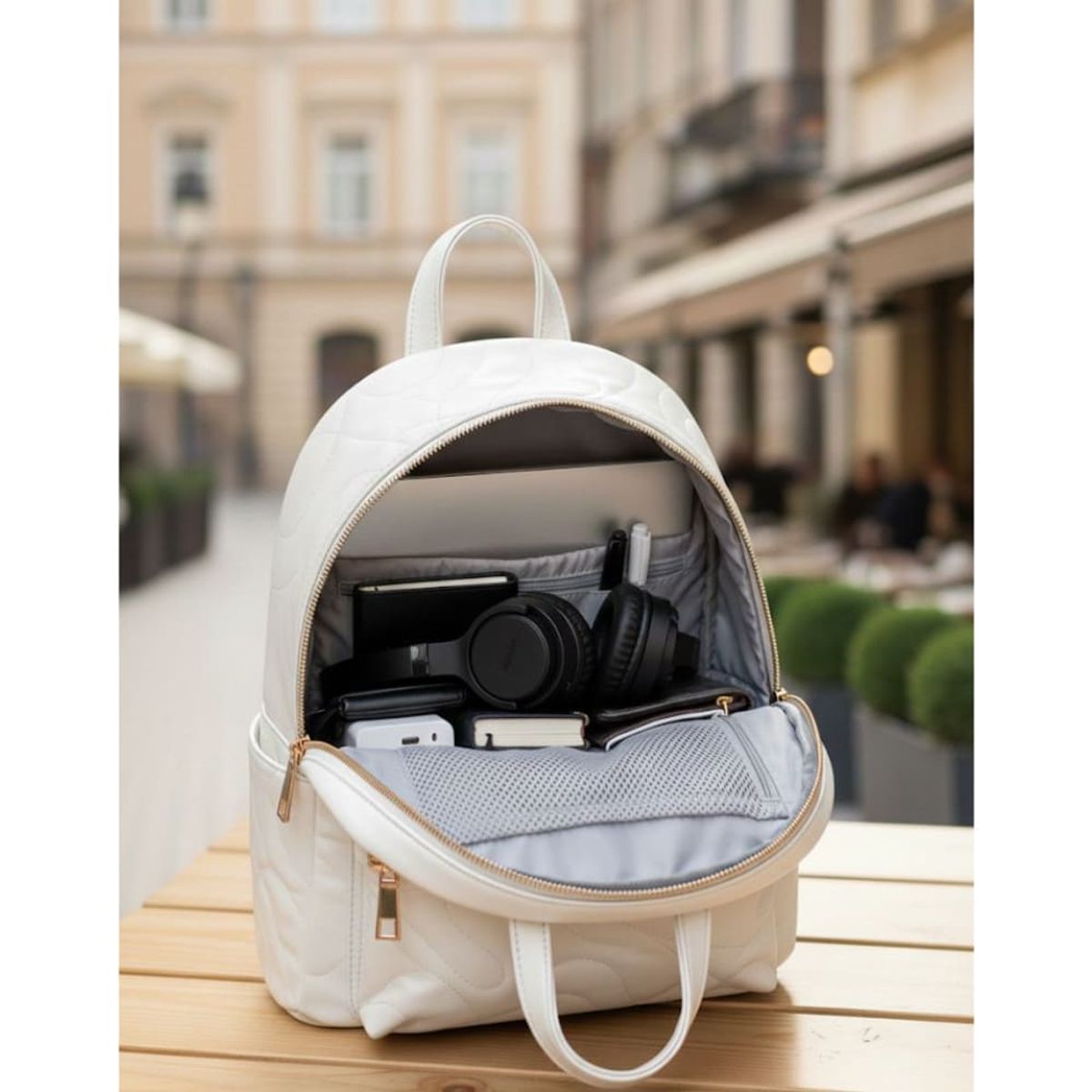 GENERICO - Mochila Pequeña Elegante Mujer Blanco Mini Cartera Urbana Casual