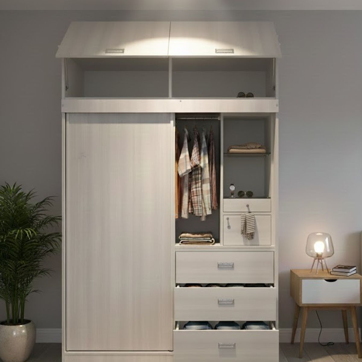 GENERICO - ROPERO CLOSET 150M MELAMINE COLOR GRIS CLARO