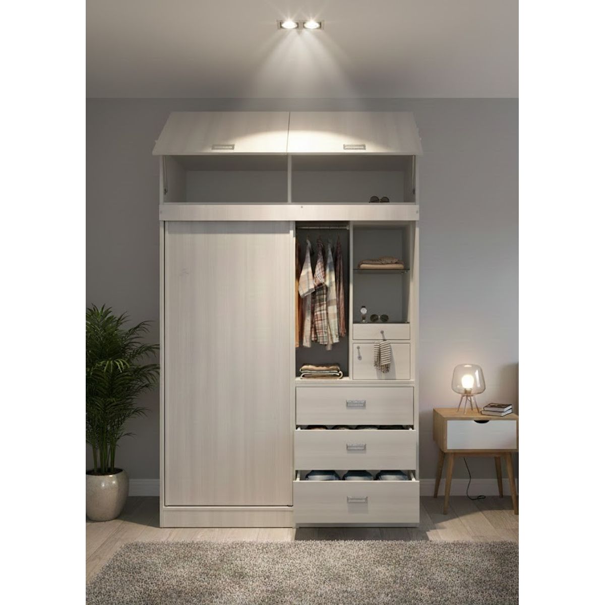 GENERICO - ROPERO CLOSET 150M MELAMINE COLOR GRIS CLARO