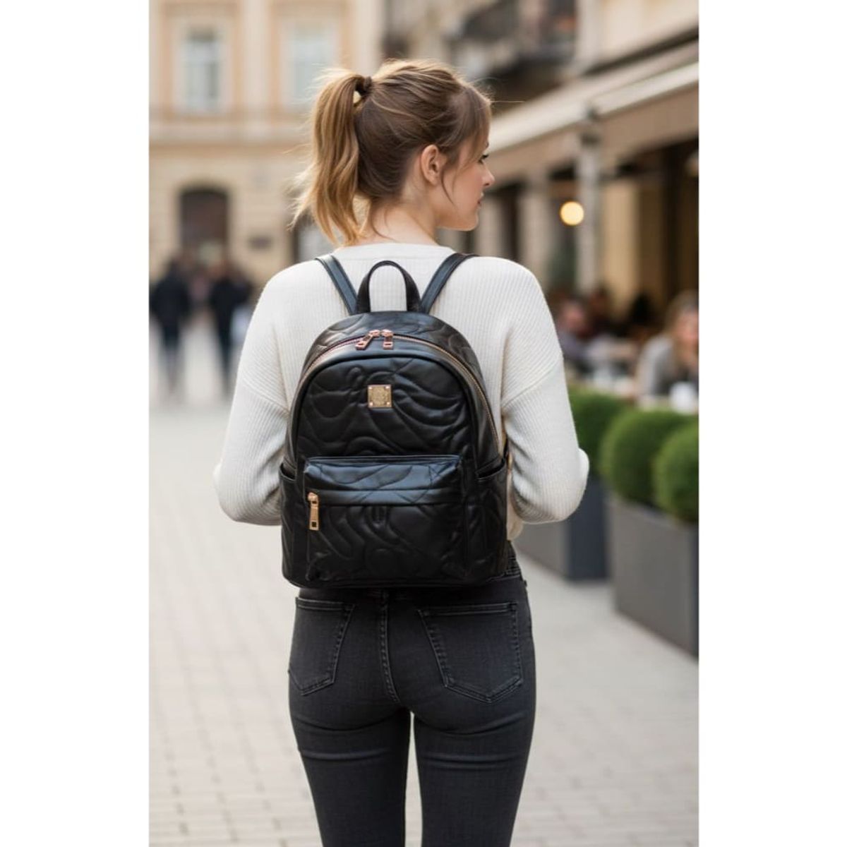 GENERICO - Mochila Pequeña Elegante Mujer Negro Mini Cartera Urbana Casual