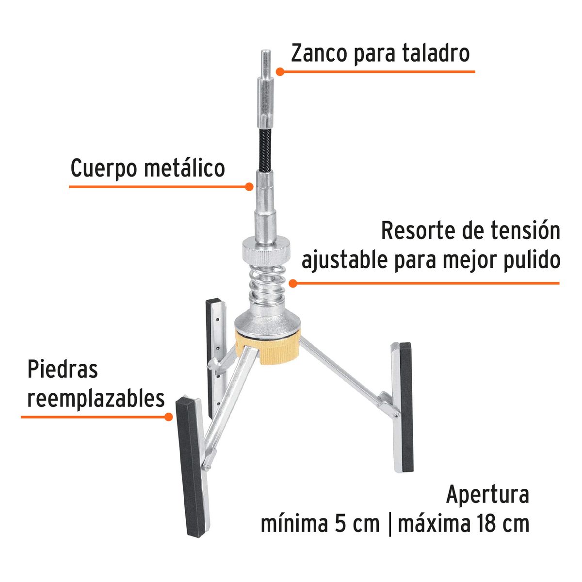 TRUPER - Bruñidora para cilindro de motor, 5 a 18 cm, Truper