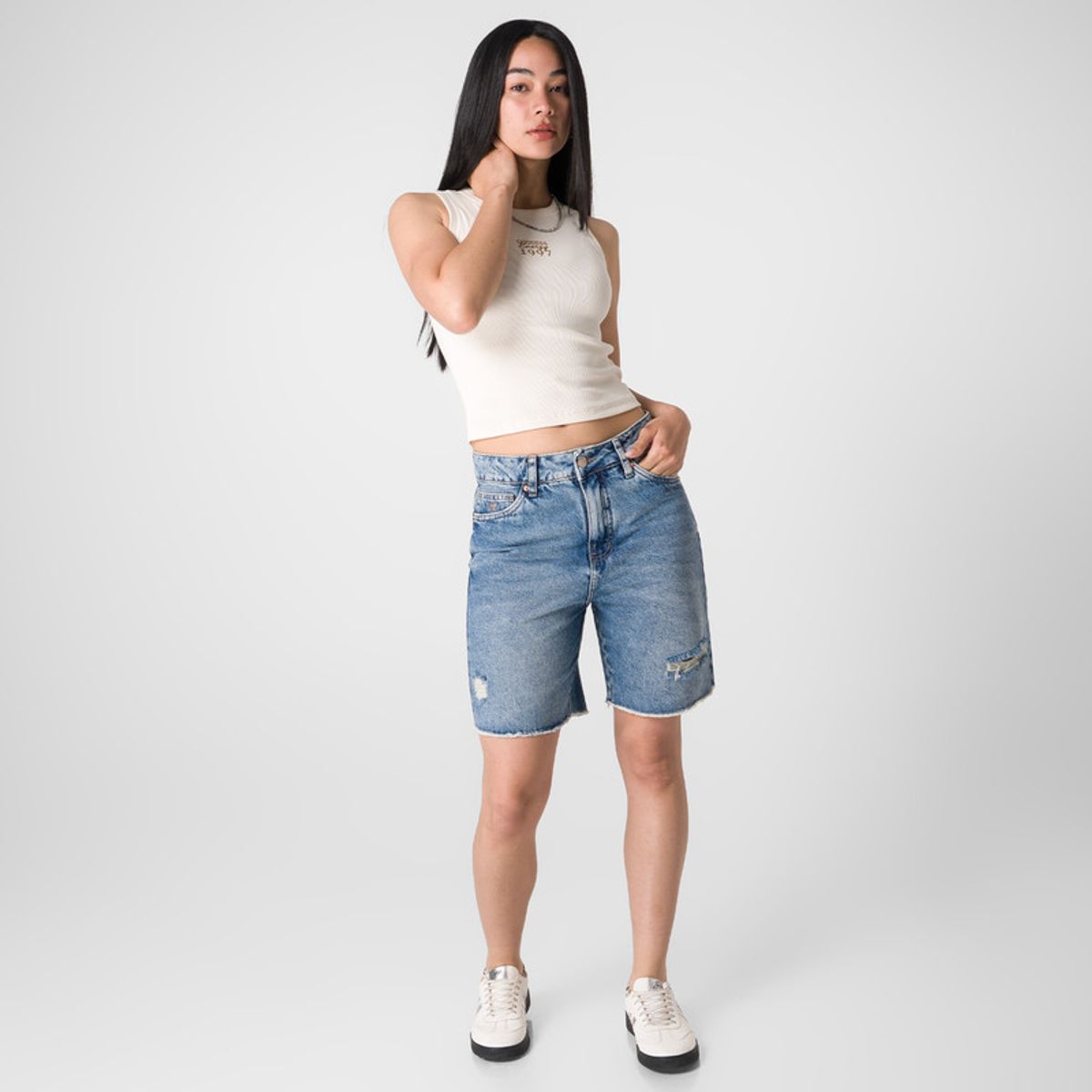 SQUEEZE - Cropped Jorts Denim Sukha Mujer