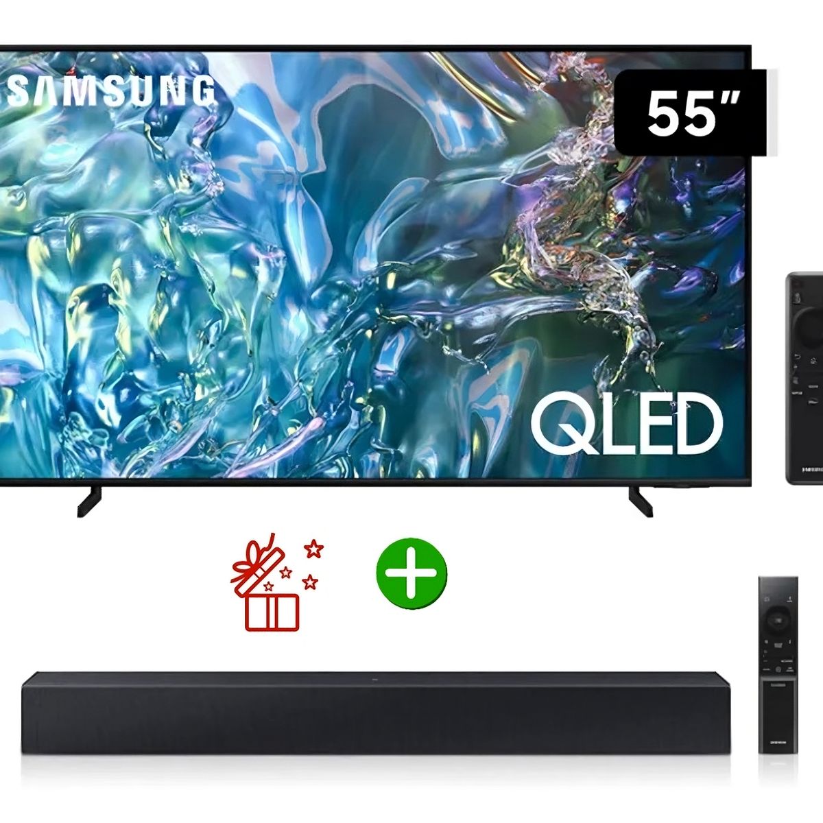 SAMSUNG - Televisor Samsung 55″ QLED 4K Q60D Tizen OS + Soundbar Samsung 2.0 CH HW-B400F