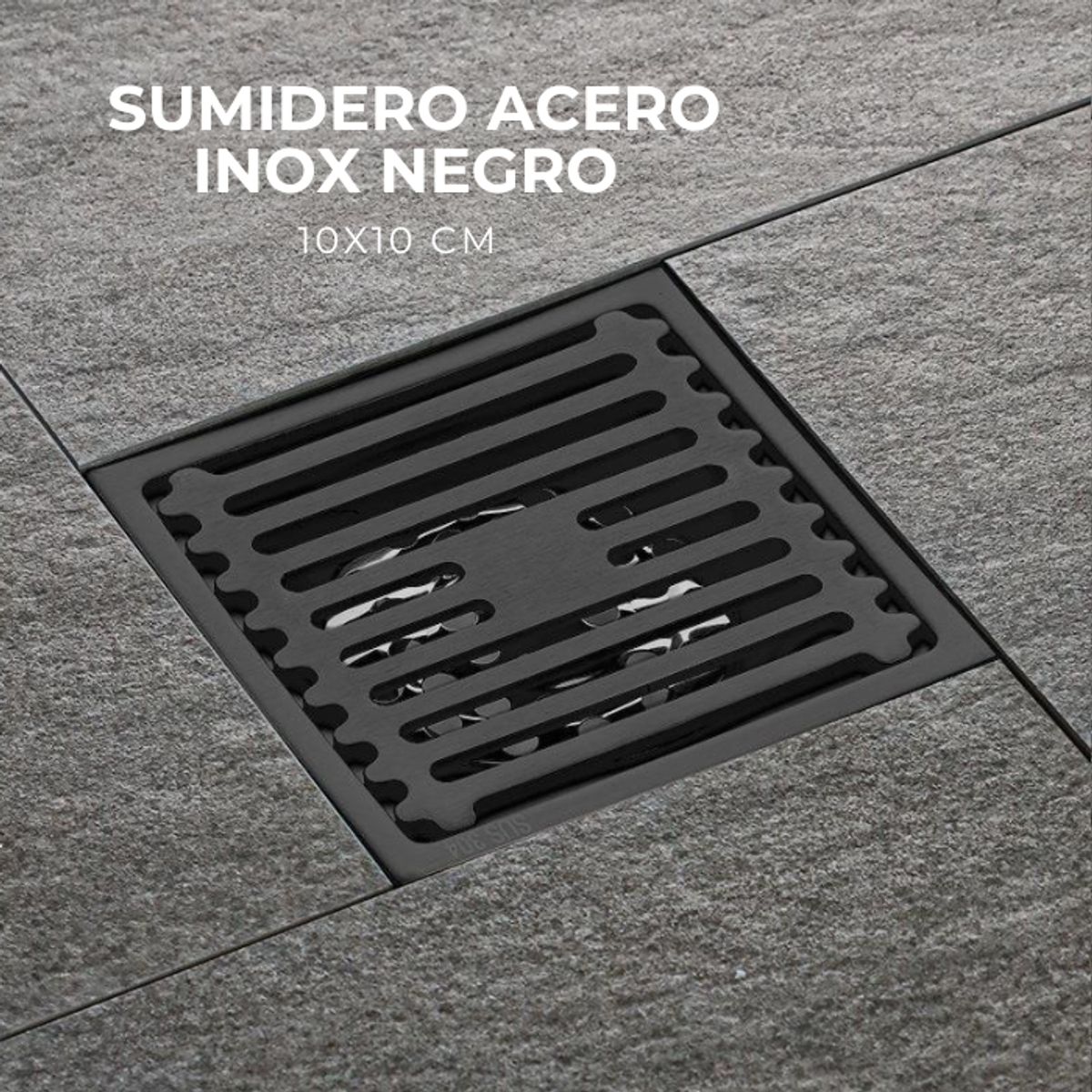 GENERICO - SUMIDERO DE ACERO CUADRADO  10X10 CM  NEGRO