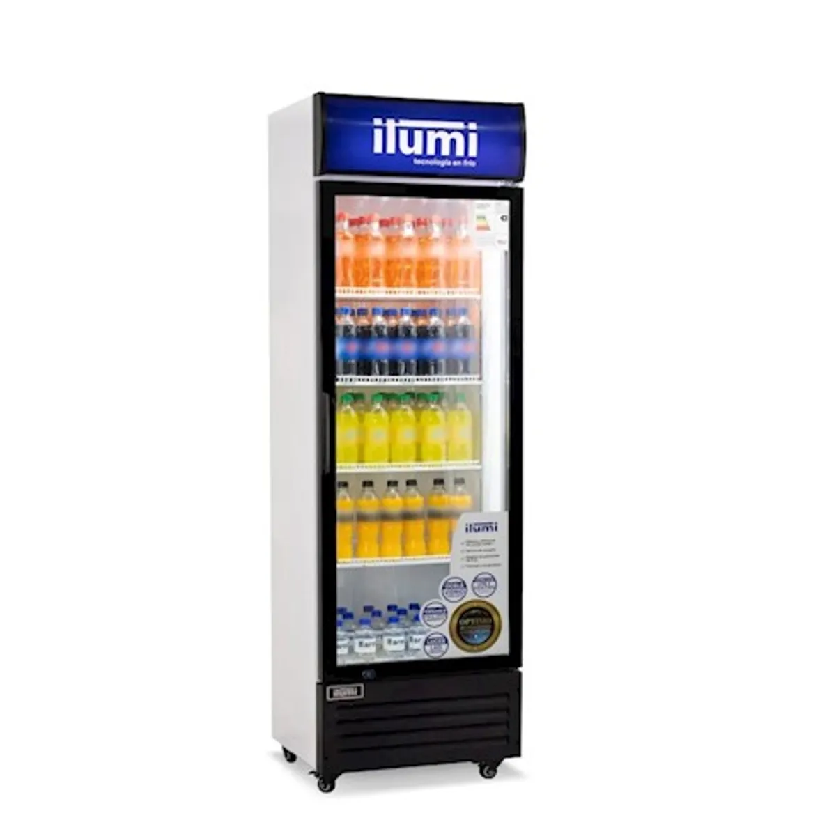 ILUMI - Exhibidor Vertical Ilumi BC-3500BK 350L 1 Puerta de Vidrio - Negro