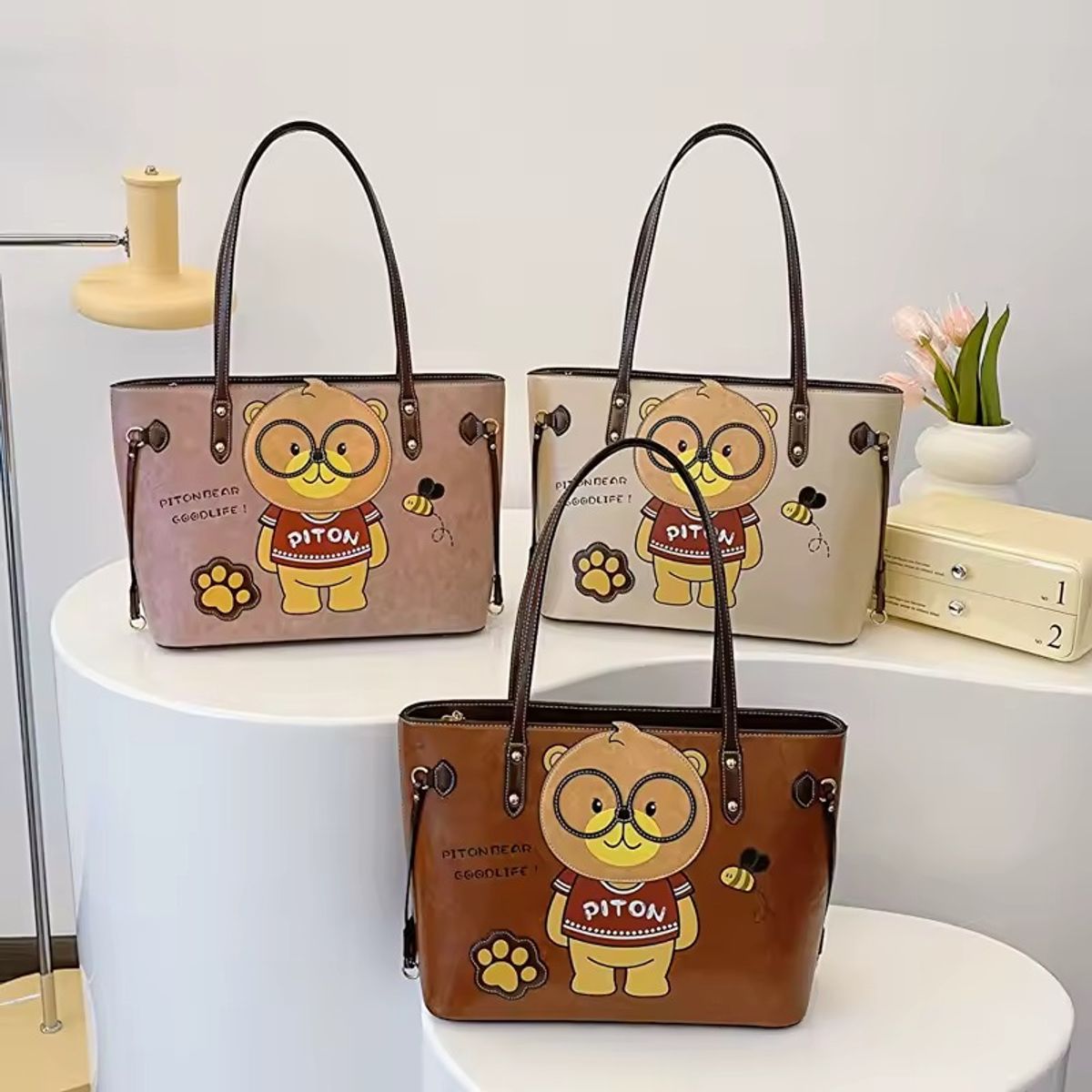 GENERICO - SET DE 2 CARTERA LOLITAS OSO MARRON