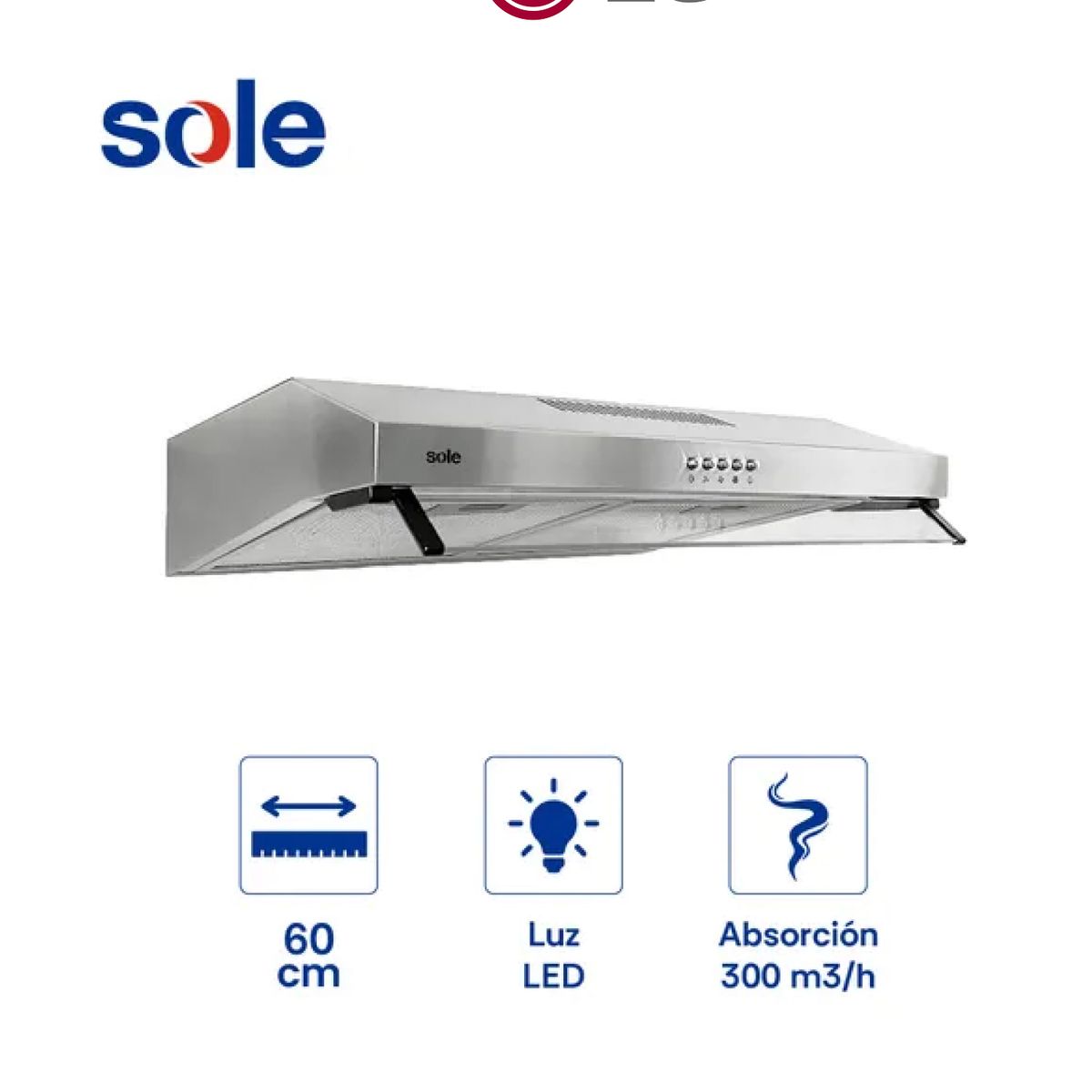 SOLE - Campana Extractora Roma Sole Acero Inoxidable 60cm  TURE15COV2