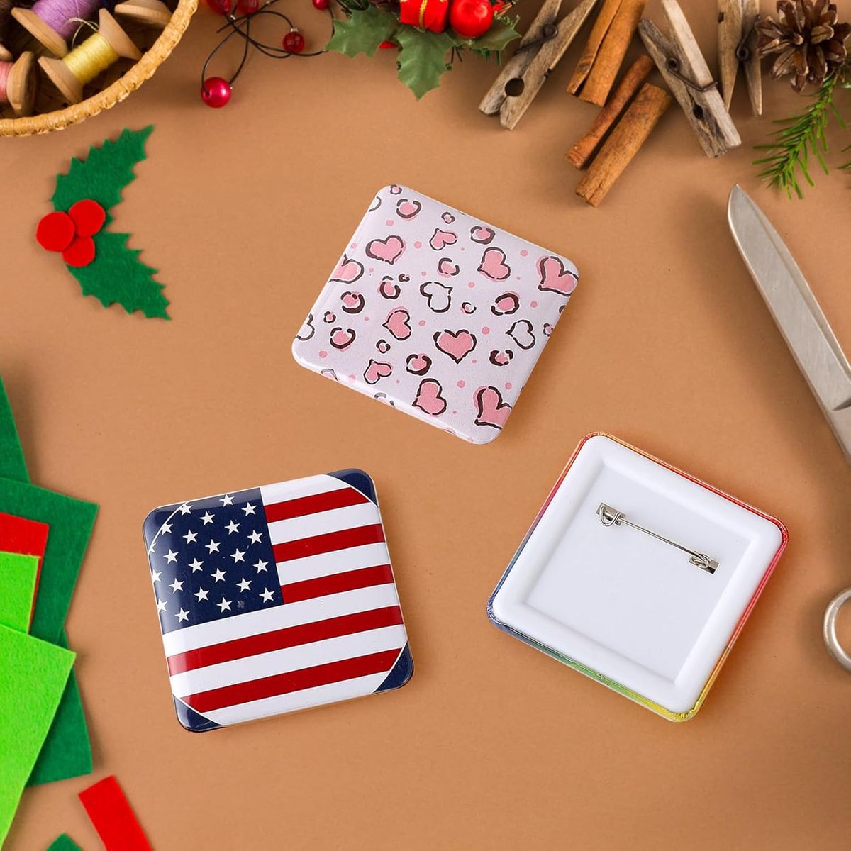 GENERICO - Máquina para Hacer Pines Cuadrados magneticos Metálicos Button Maker Celeste