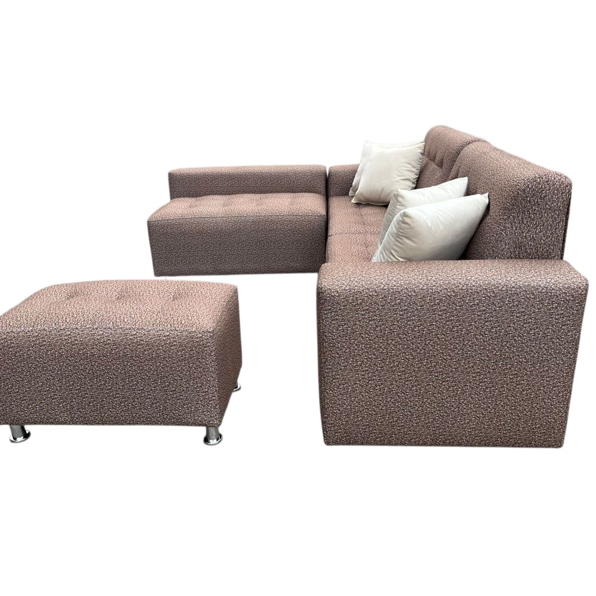 AMOBLART - Seccional Paradisse Jaspeado 4 Piezas + Banqueta +  4cojines  -