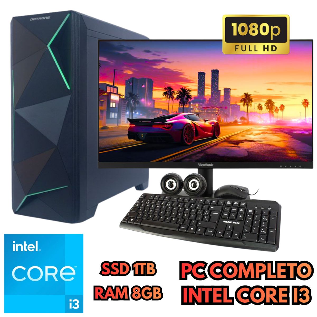 INTEL - PC DE ESCRITORIO INTEL I3 SSD 1TB RAM 8GB MONITOR FHD 24