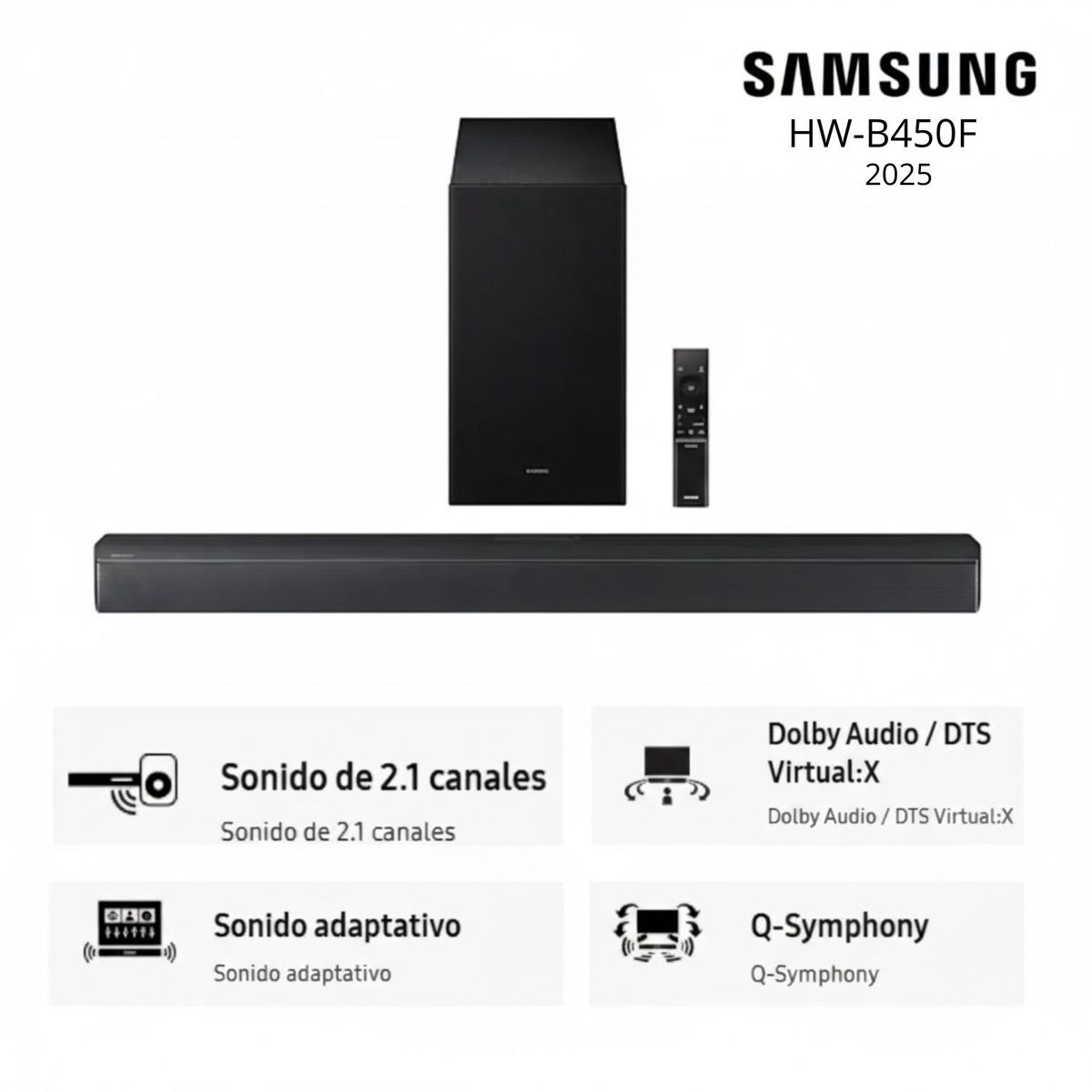 SAMSUNG - Soundbar Samsung Serie B 2.1 Ch. HW-B450F (2025)