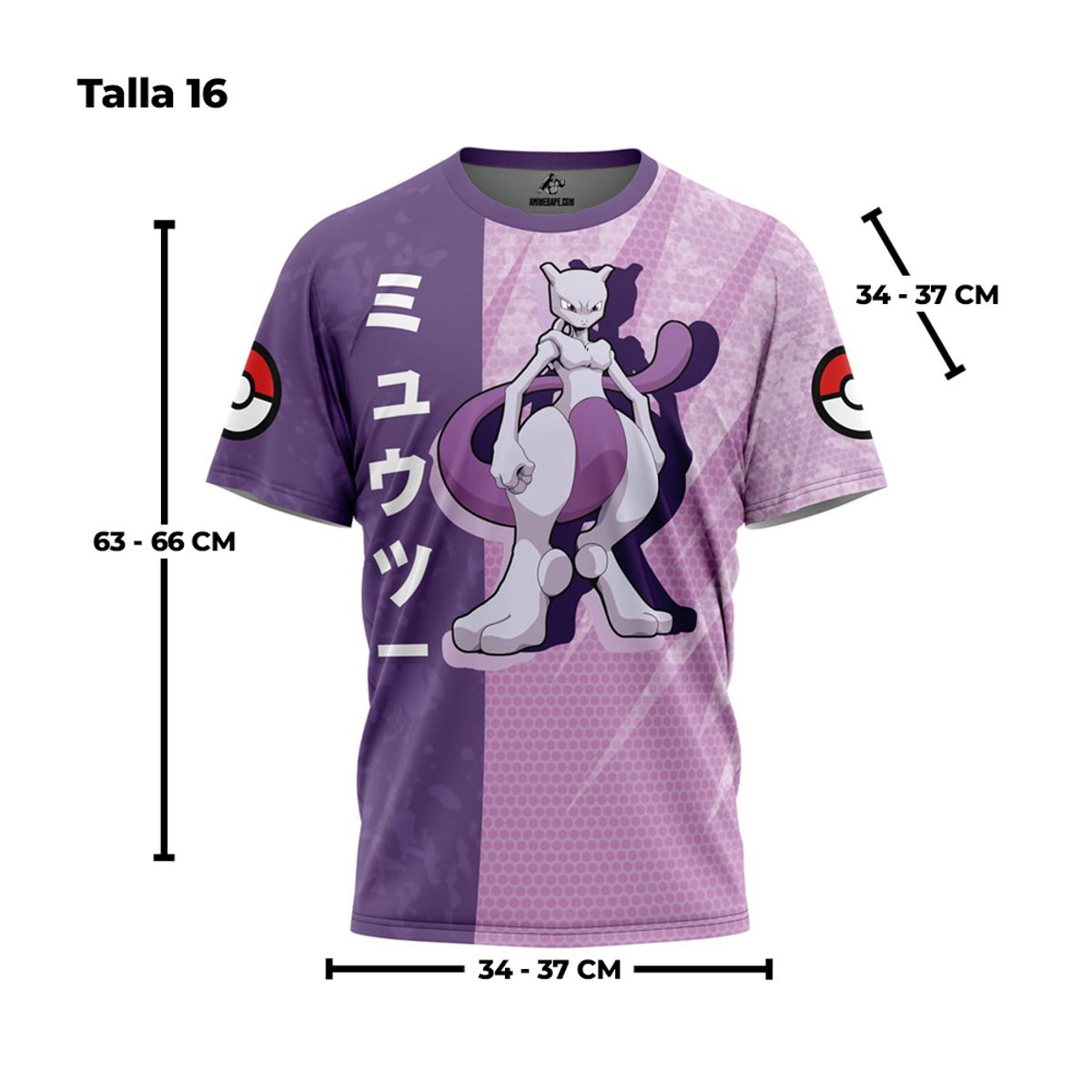 GENERICO - Polo Deportivo Exclusivo Mewtwo Talla 16