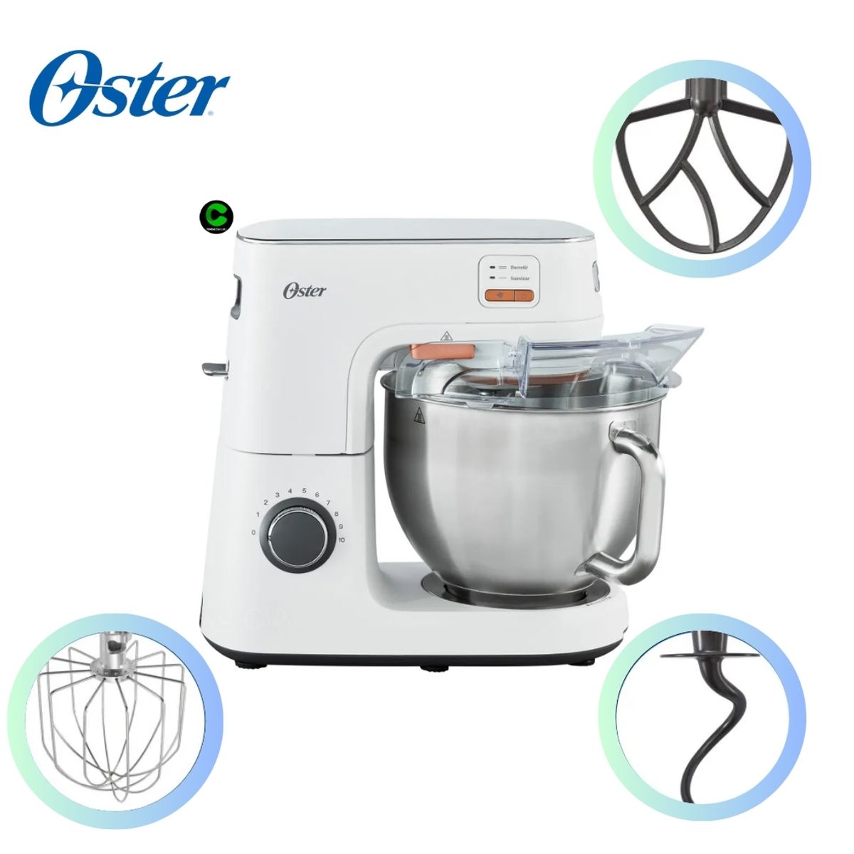 OSTER - Batidora planetaria Oster® con tecnología Heatsoft™ FPSTSMPL4W