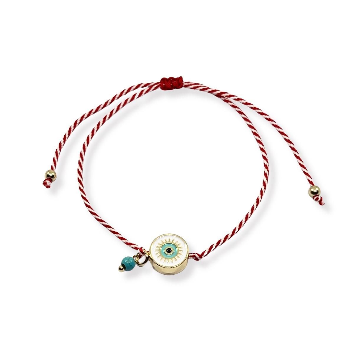 ESPIRAL ROJO - Pulsera Ojo Turco - Hilo y Acero