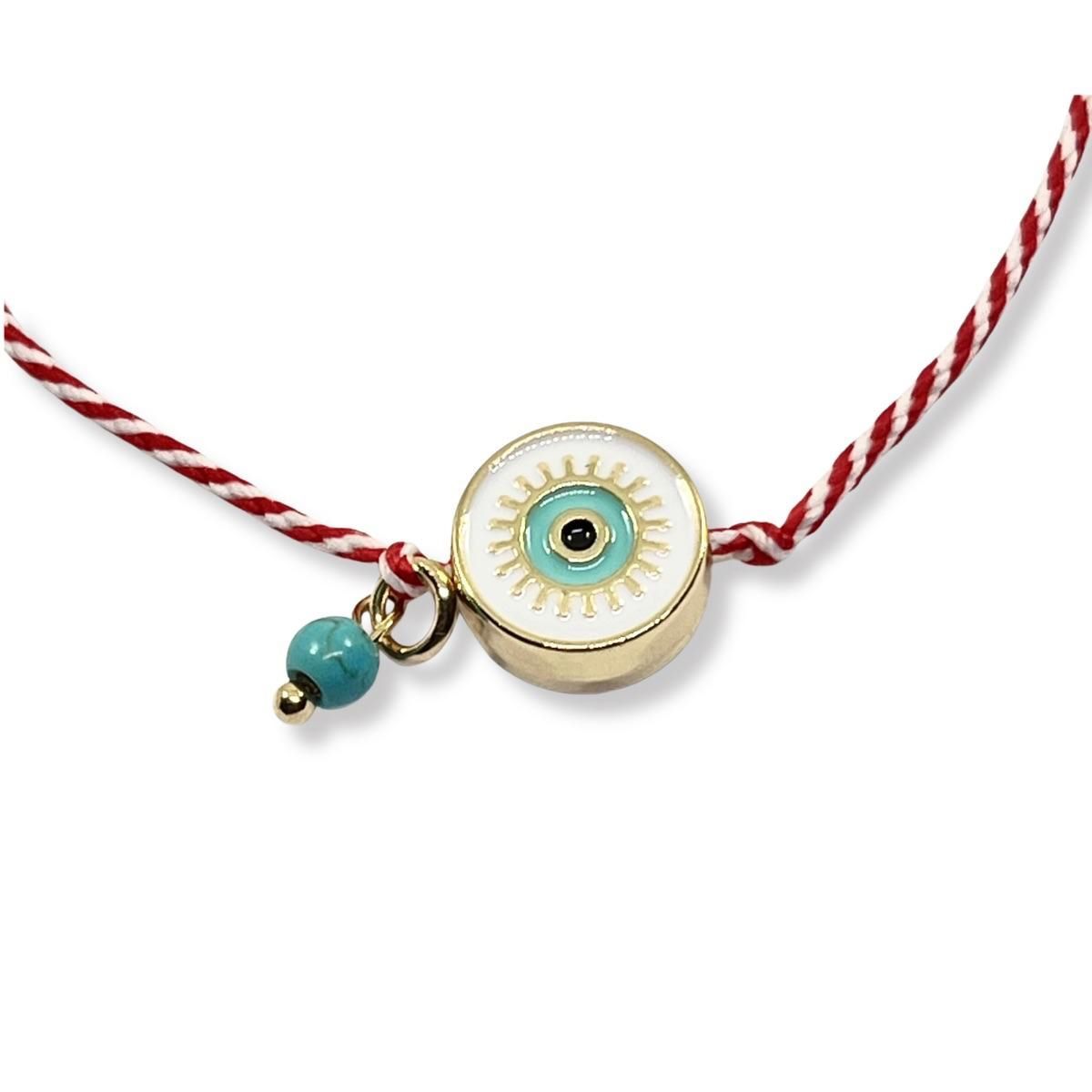 ESPIRAL ROJO - Pulsera Ojo Turco - Hilo y Acero