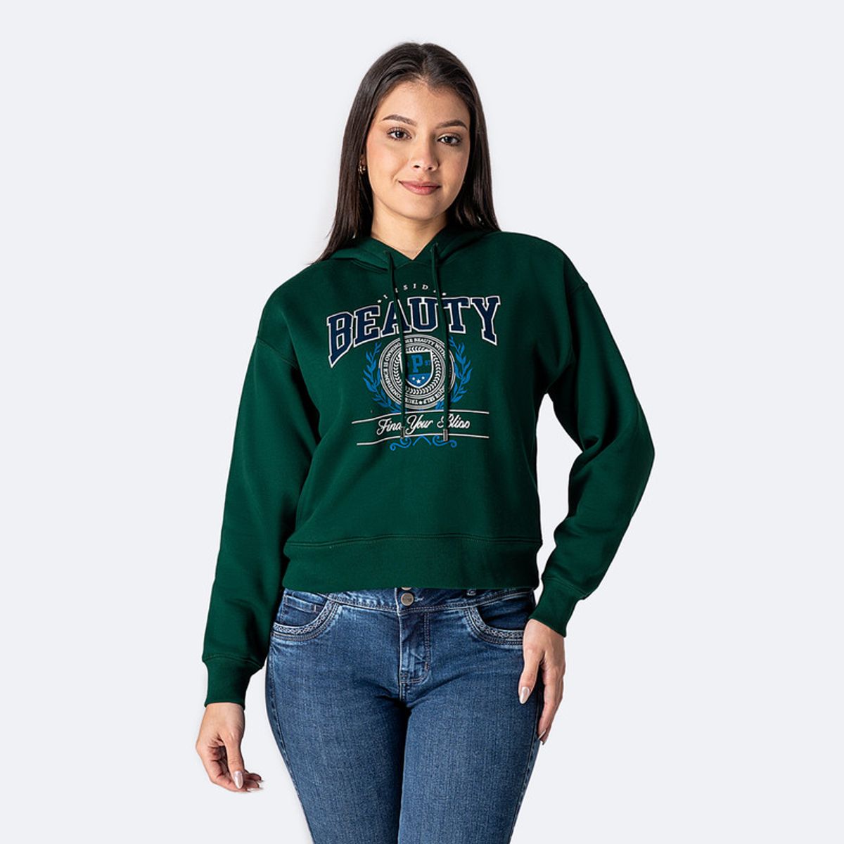 PIONIER - Polera Hoodie Franela Beauty-S Mujer