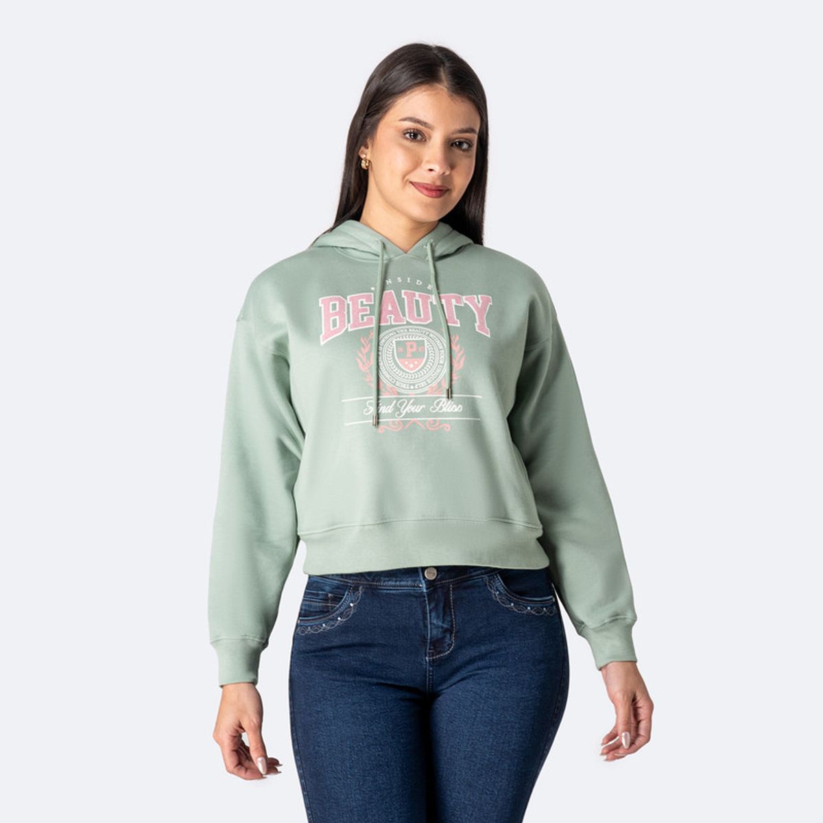 PIONIER - Polera Hoodie Franela Beauty-S Mujer