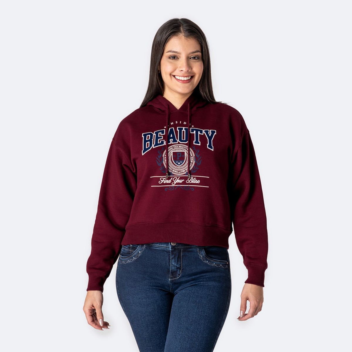 PIONIER - Polera Hoodie Franela Beauty-S Mujer