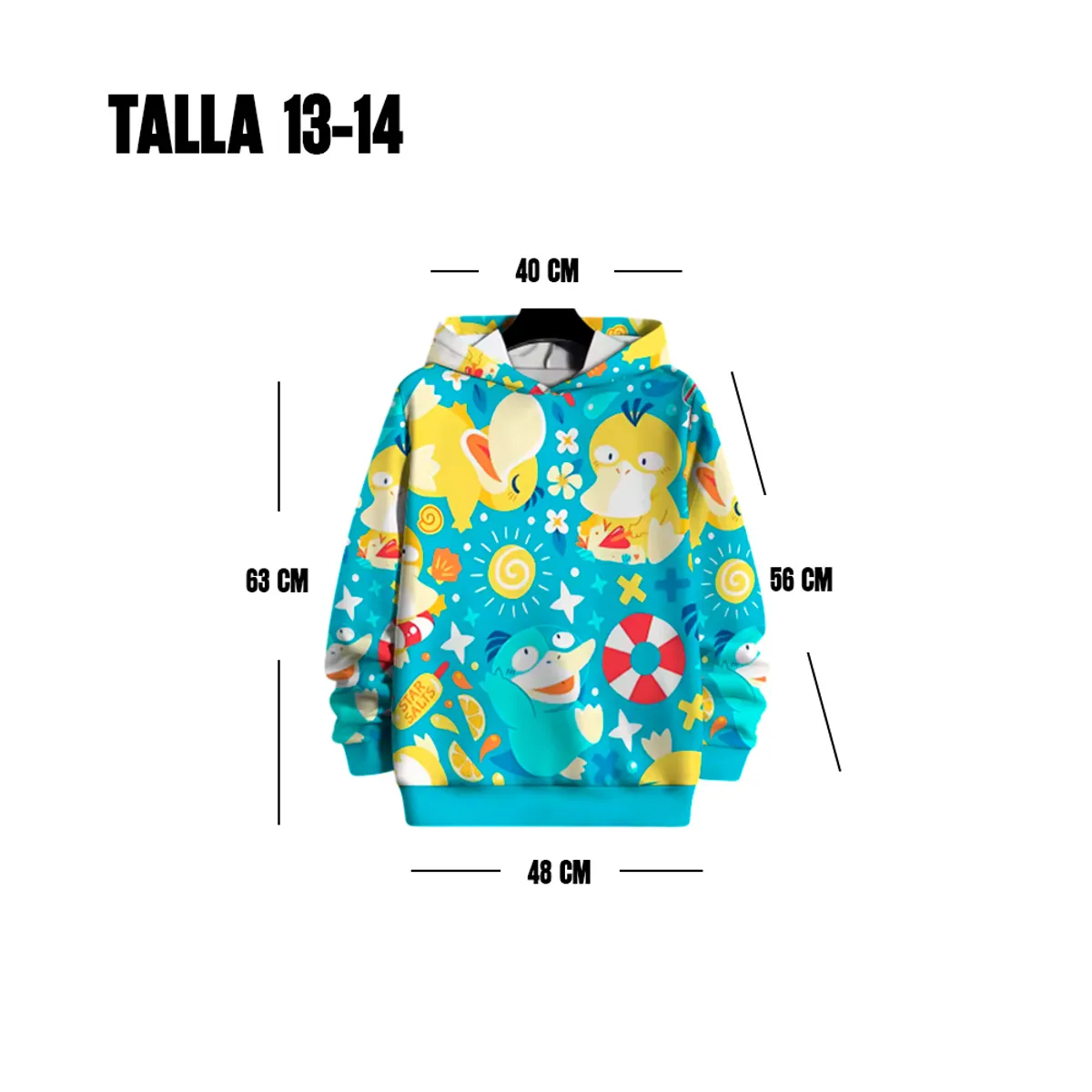 GENERICO - Pokemon Polera Pysduck Estilo Verano Talla 13 14