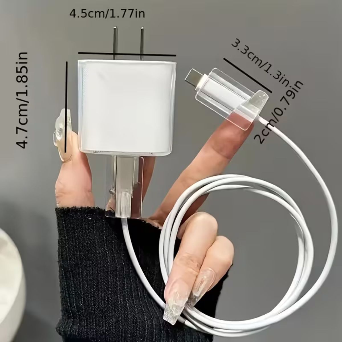 GENERICO - CASE PROTECTOR DE CARGADOR DE IPHONE DE FLORES HAWAIANAS CELESTE