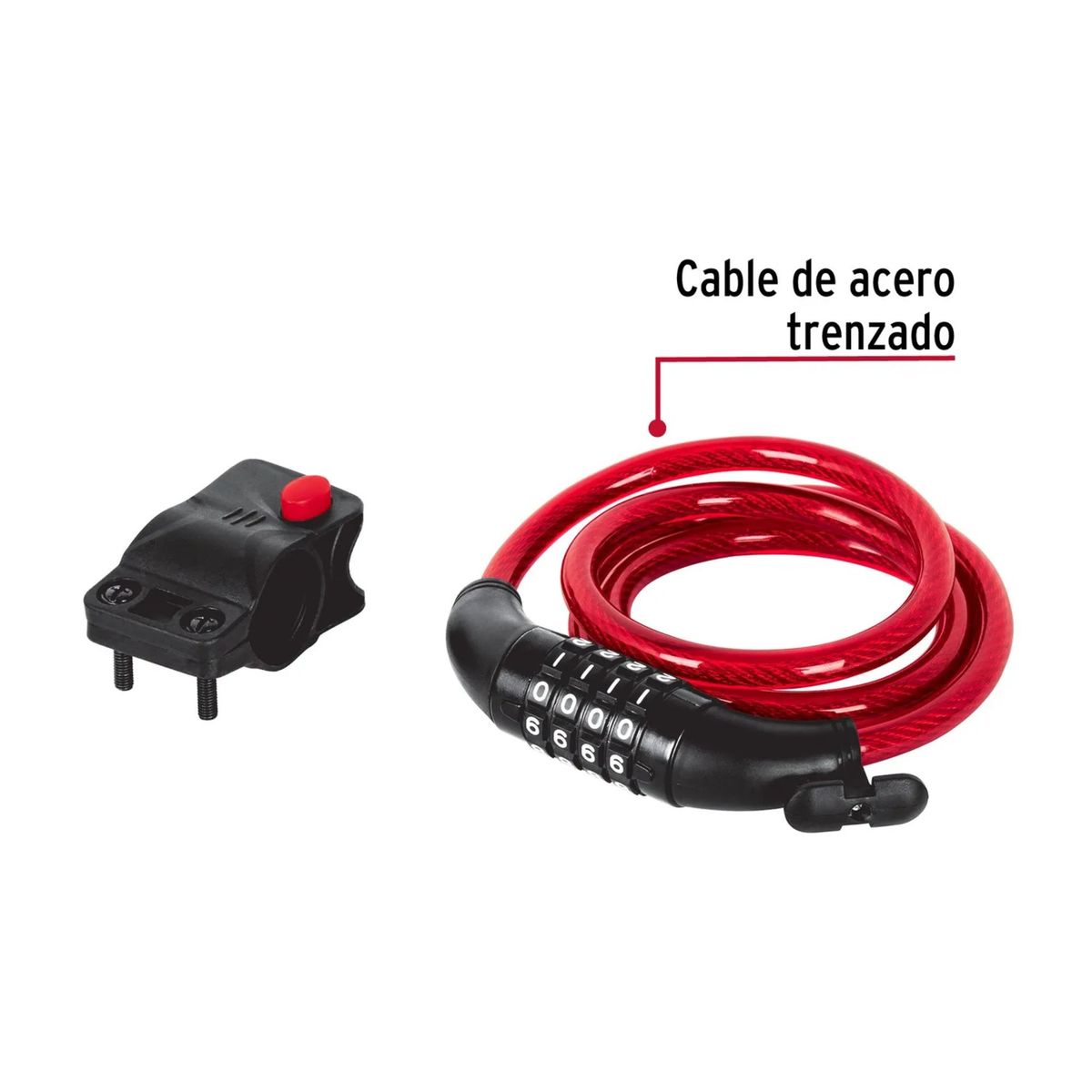 HERMEX - CANDADO CABLE DE SEGURIDAD PARA SCOOTER BICICLETA - CLAVE NUMÉRICA