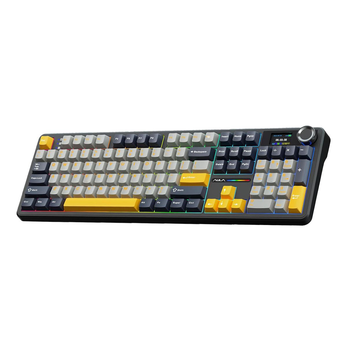AULA - TECLADO AULA F108 PRO MECANICO GRIS NEGRO AMARILLO INGLES