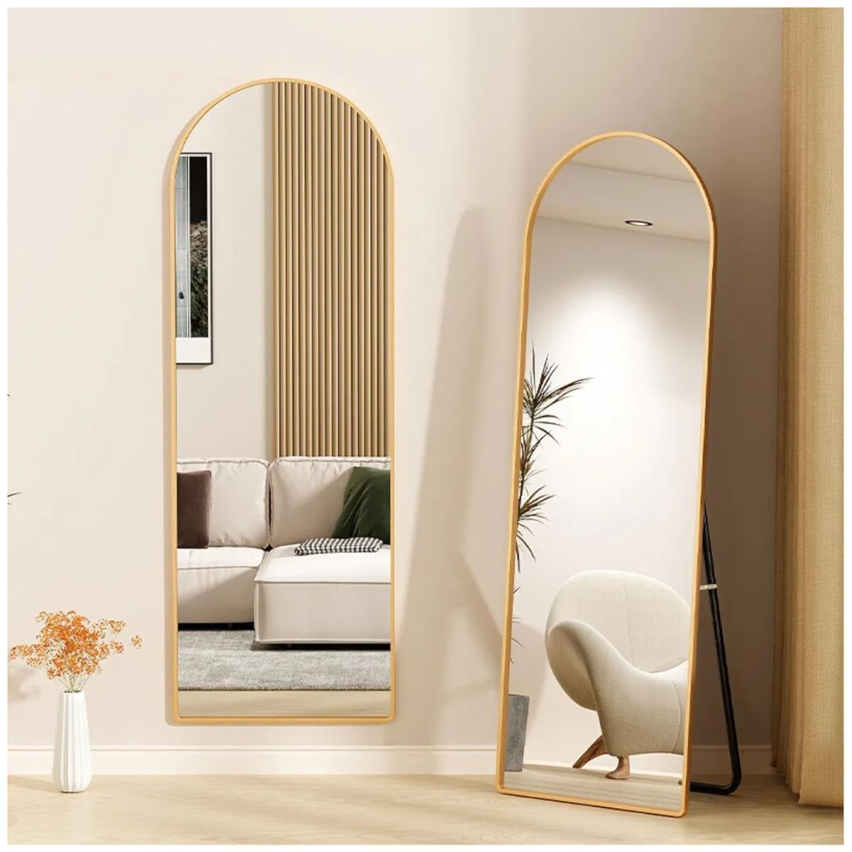 INSPIRA MARKET - Espejo Decorativo Grande Arco 147 x 36 cm Dorado