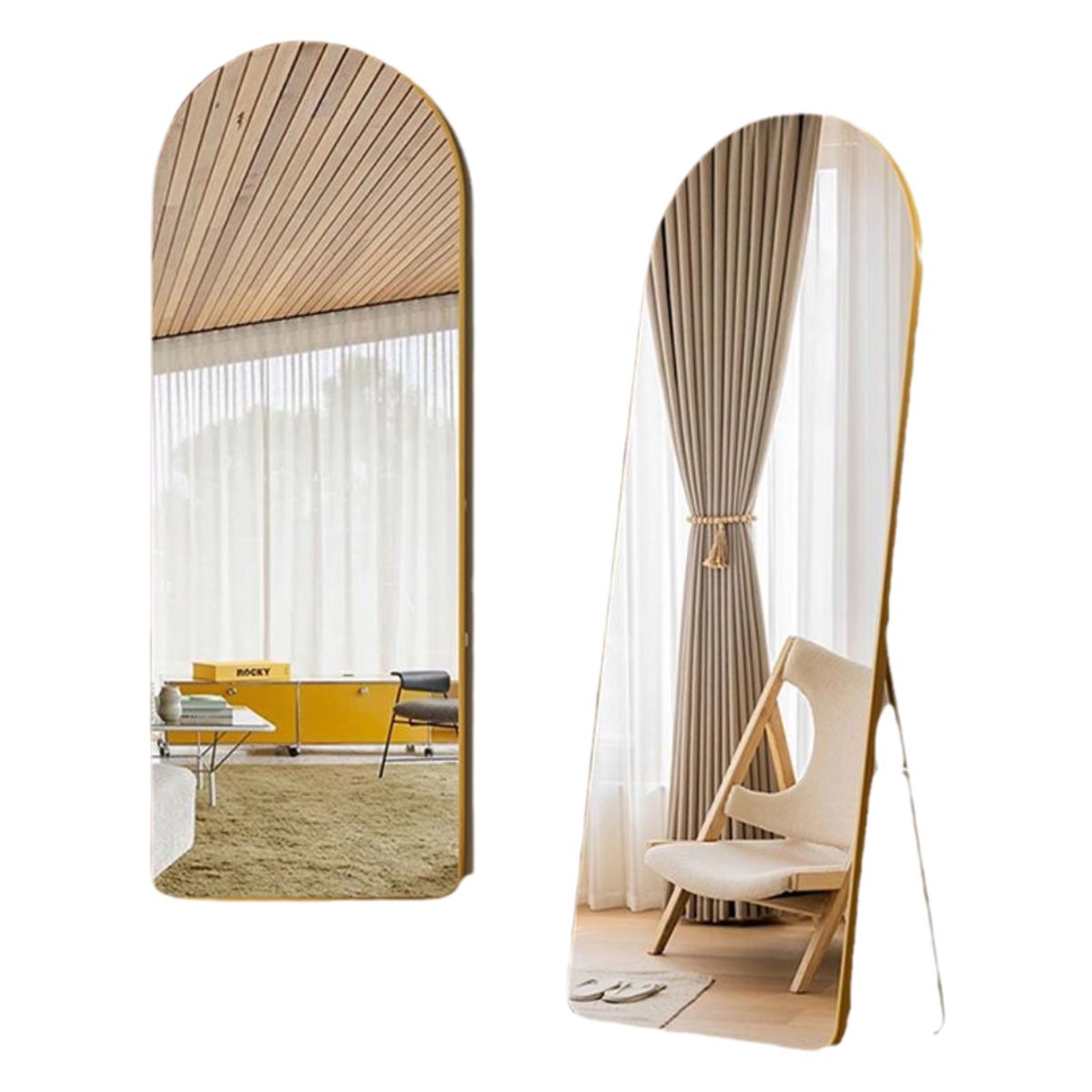 INSPIRA MARKET - Espejo Decorativo Grande Arco 147 x 36 cm Dorado