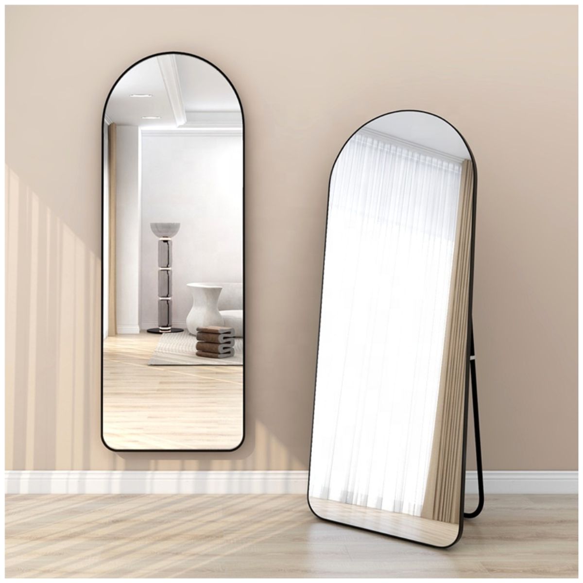 INSPIRA MARKET - Espejo Decorativo Grande Arco 147 x 36 cm Negro