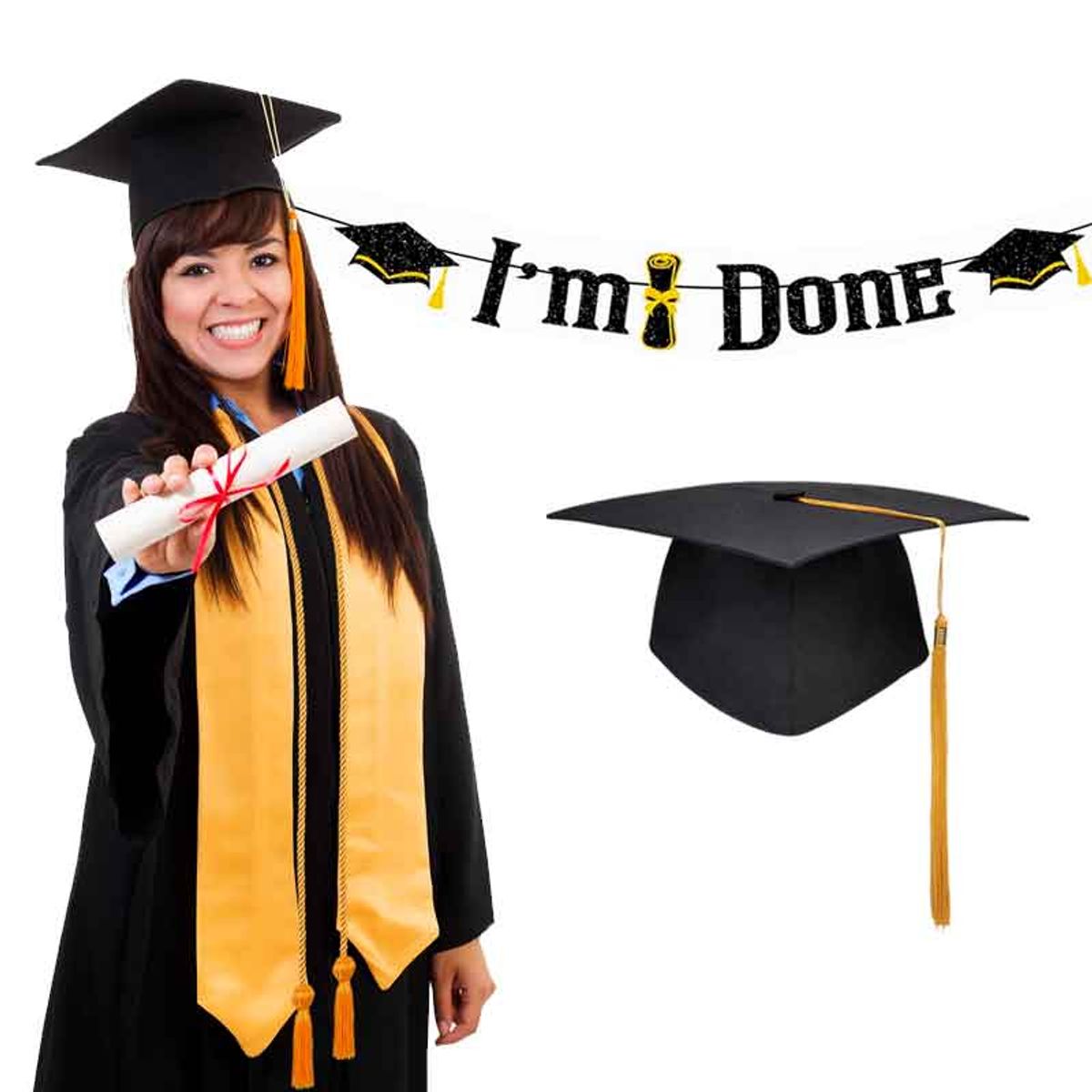 GENERICO - Juego de Birrete y Banner para Graduación  Decoración Lista