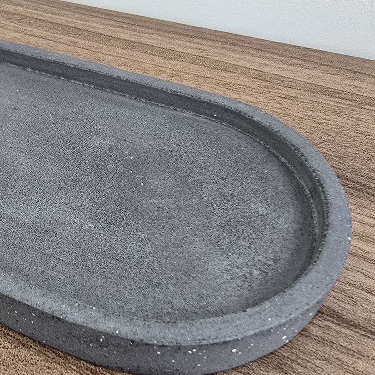 NIABEL - Bandeja Ovalada Concreto Gris Oscuro