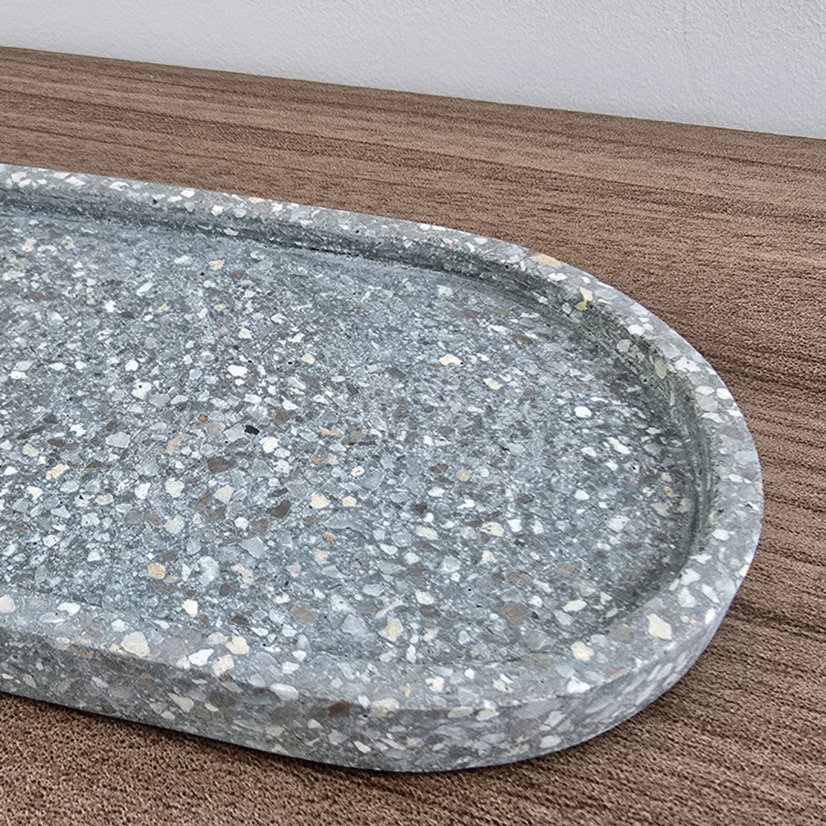 NIABEL - Bandeja Ovalada Terrazo Verde Agua