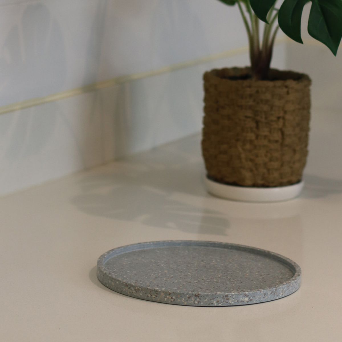 NIABEL - Bandeja Circular Terrazo Verde Agua