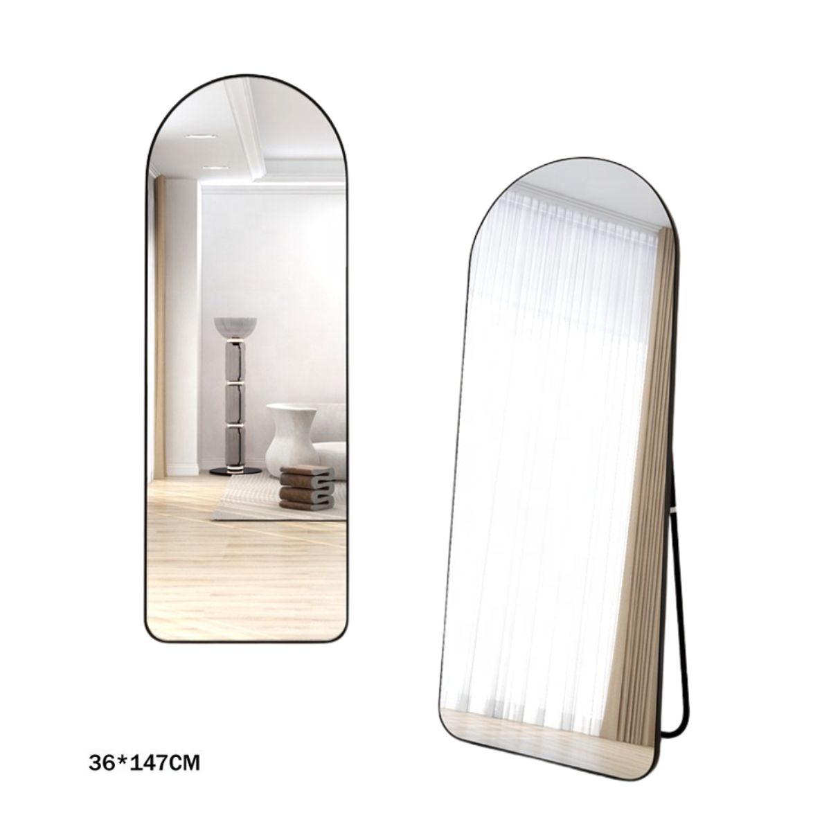 INSPIRA - Espejo Decorativo Grande Arco 147 x 36 cm Negro