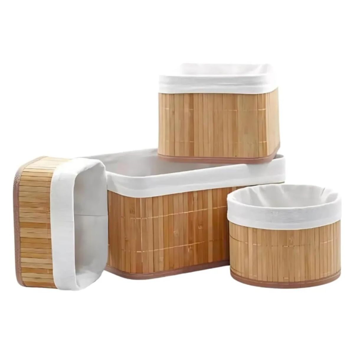 GENERICO - Set Canasta Cesto Organizador Multiuso Bambú