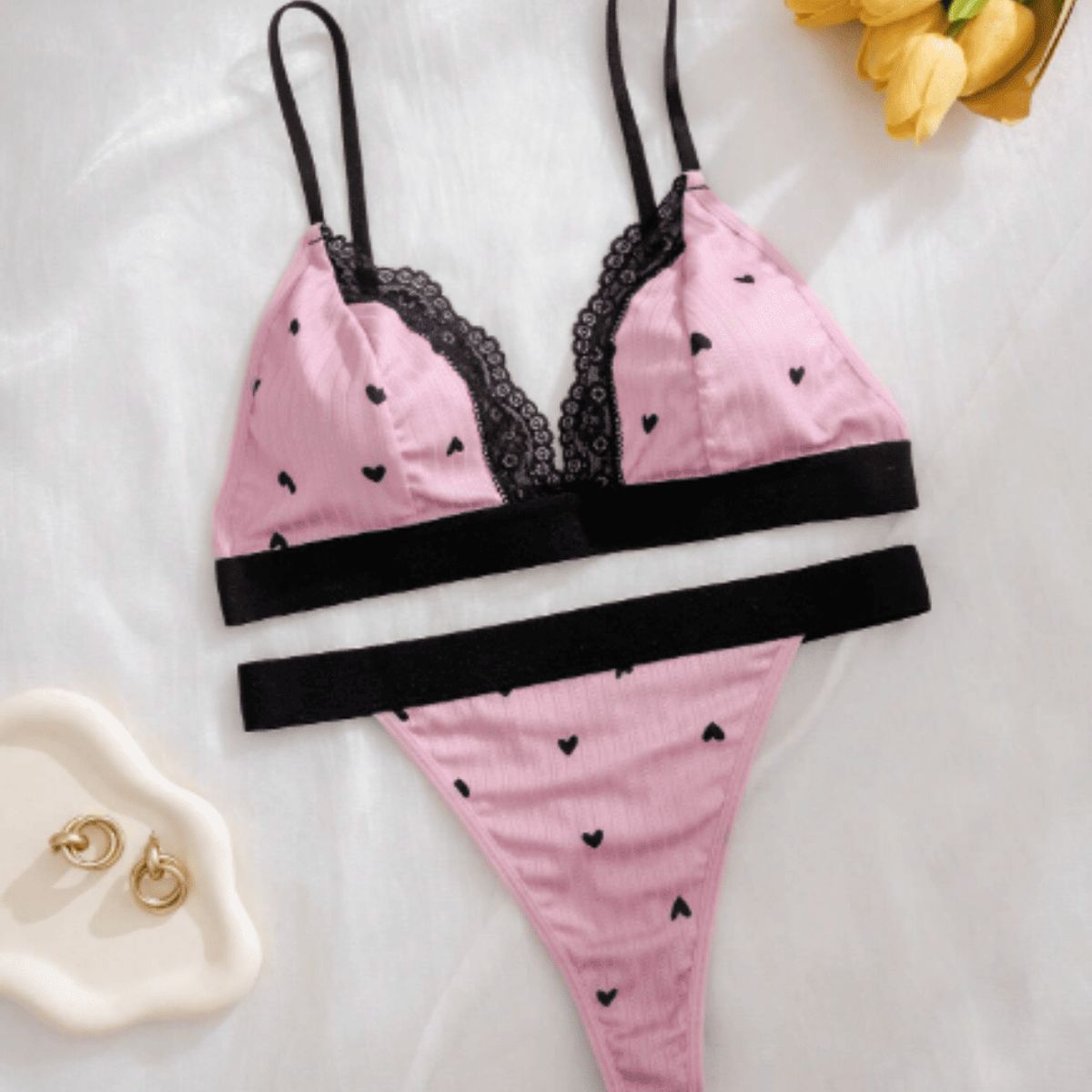 GENERICO - Set de Lencería rosa para mujer - DAFNE