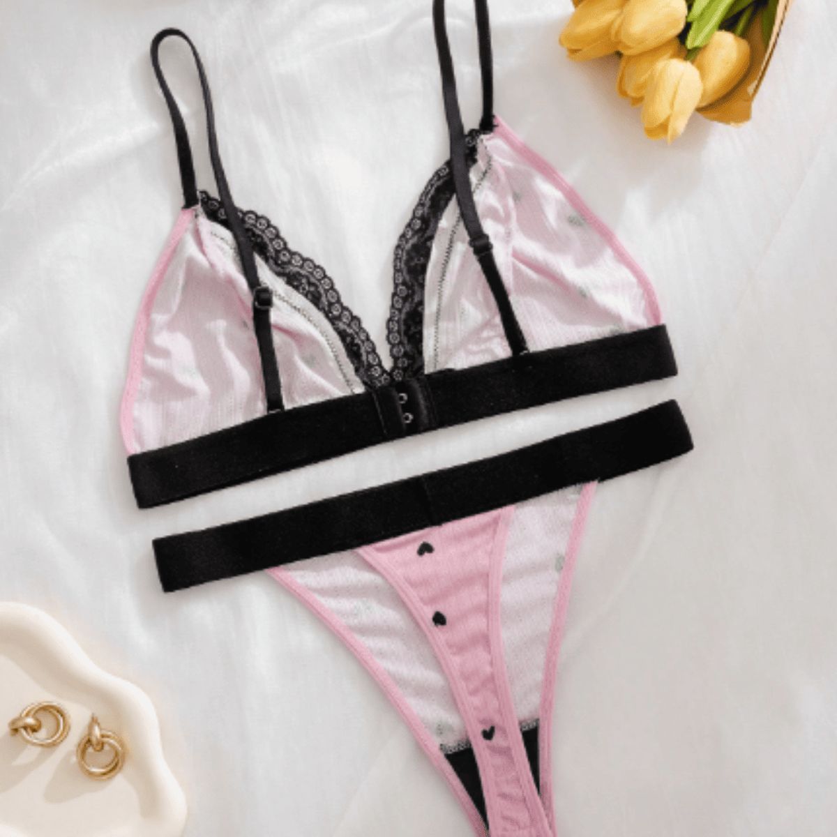 GENERICO - Set de Lencería rosa para mujer - DAFNE